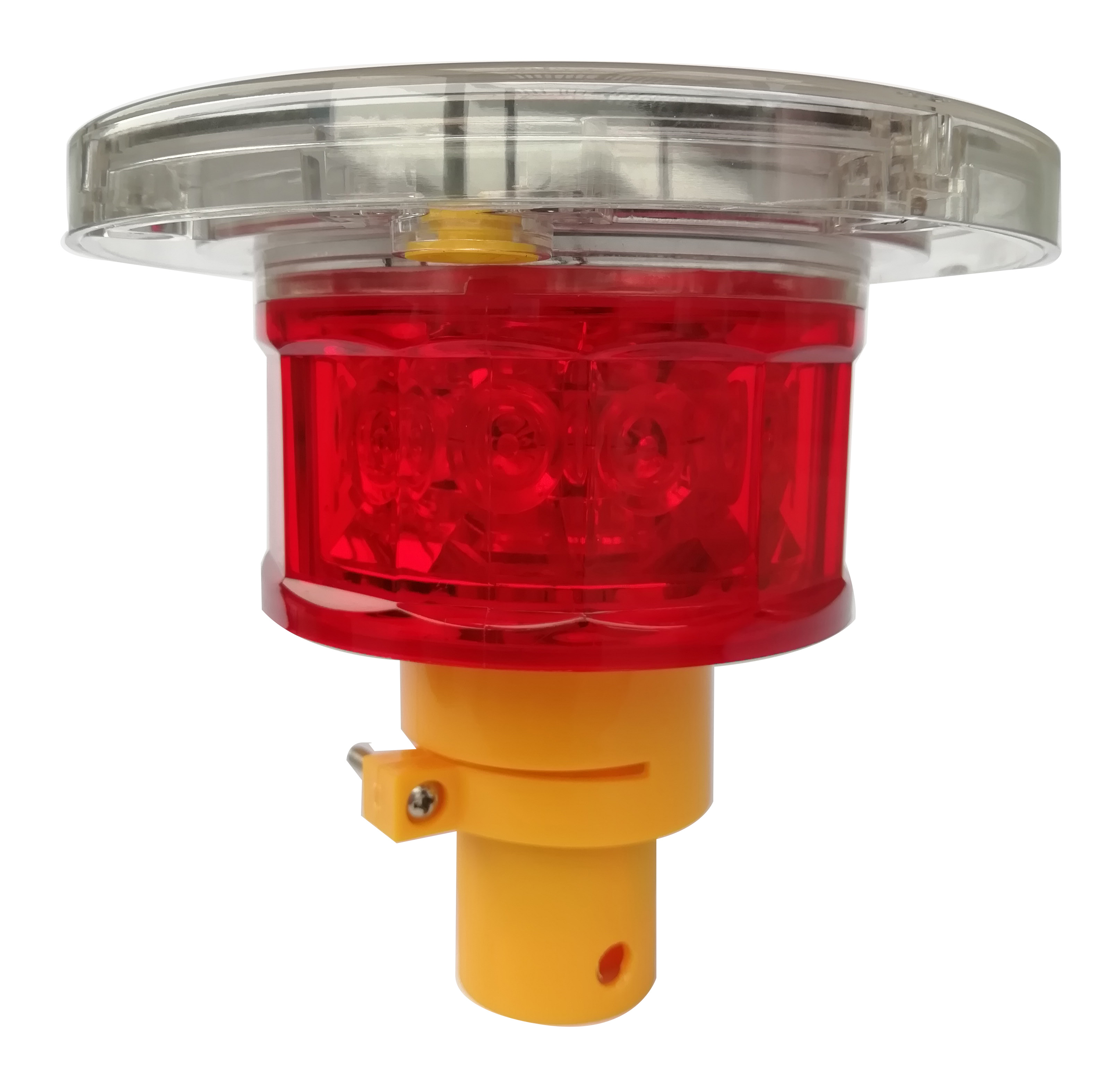 Solar Warning Traffic Light LED Yellow Traffic Signal Lamp Durable Aluminium &amp; PC Material