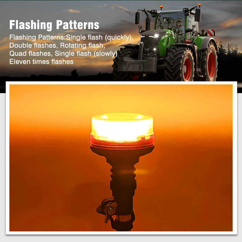 Emark Approved Waterproof Amber LED Beacon Signal Light Warning Flashing Rotating Flexible DIN Pole Tractor Light