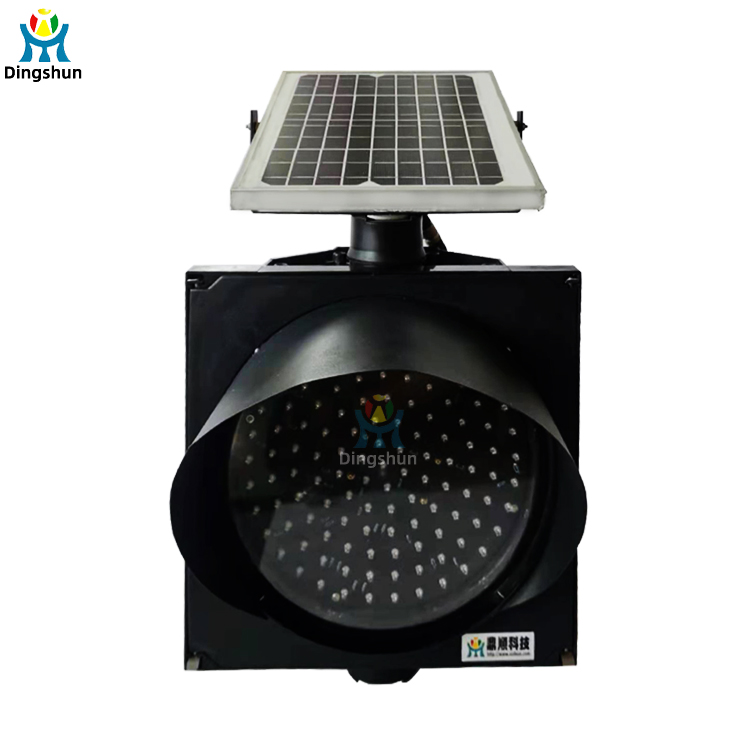 12V Portable LED Warning Beacon with Solar Panel Solar Powered Yellow Flashing Traffic Light