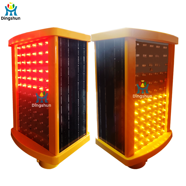Solar Powered LED Strobe Warning Light, IP65 Waterproof, Red/Yellow Flashing, for Highway and Construction Zone Safety