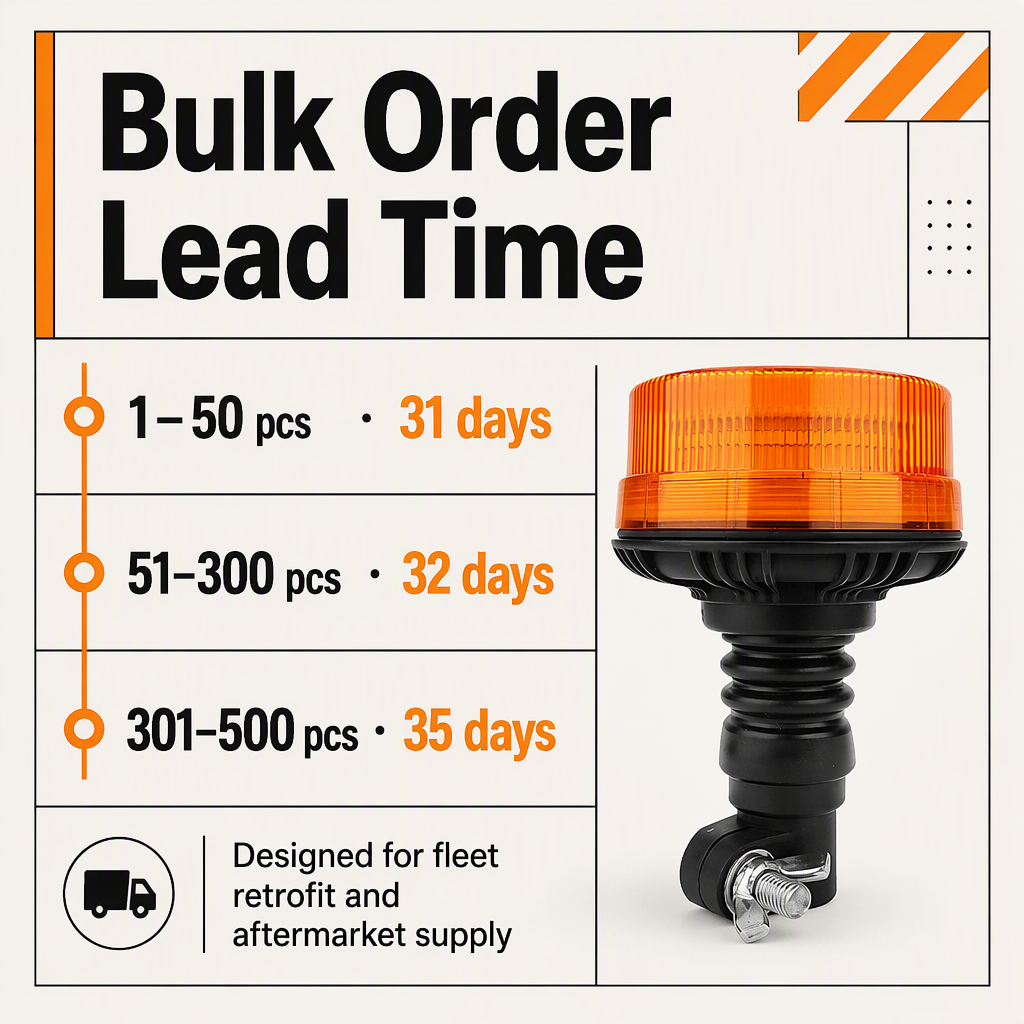 Emark Approved Waterproof Amber LED Beacon Signal Light Warning Flashing Rotating Flexible DIN Pole Tractor Light