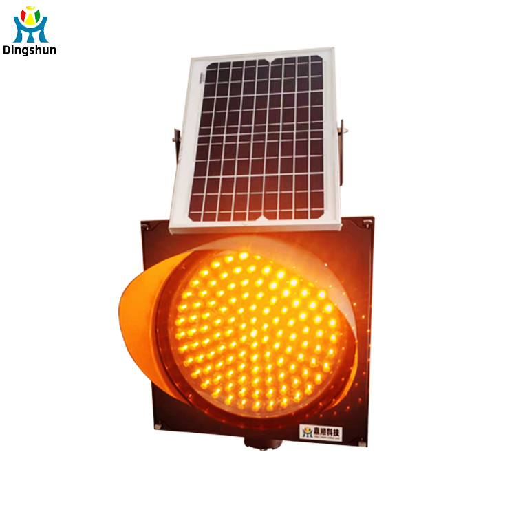 12V Portable LED Warning Beacon with Solar Panel Solar Powered Yellow Flashing Traffic Light