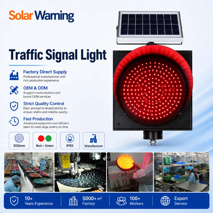 Red Yellow Amber Road Safety Blinker Solar Powered Led Flashing Warning Warning Light for for Highway, Mine & Construction Site