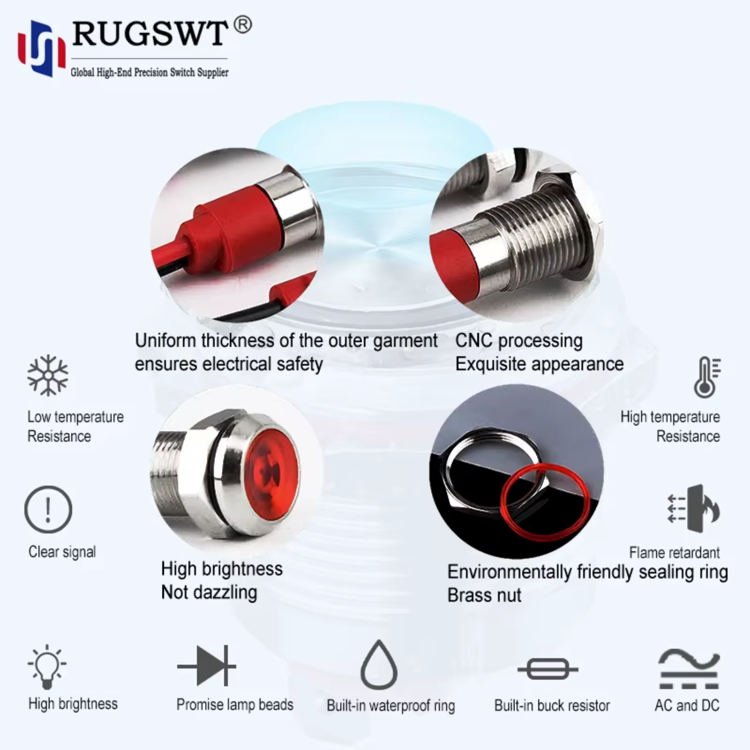 Factory Custom 12V LED Warning Light Amber Red Blue Emergency Strobe Beacon Flashing Lamp for Construction Vehicle