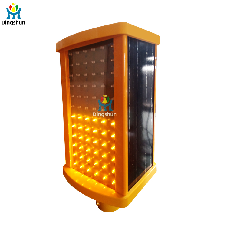 Solar Powered LED Strobe Warning Light, IP65 Waterproof, Red/Yellow Flashing, for Highway and Construction Zone Safety