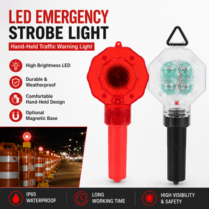 Hand Held Portable LED Red Yellow Emergency Construction Roadblock Strobe Flashing Safety Beacon Traffic Warning Light