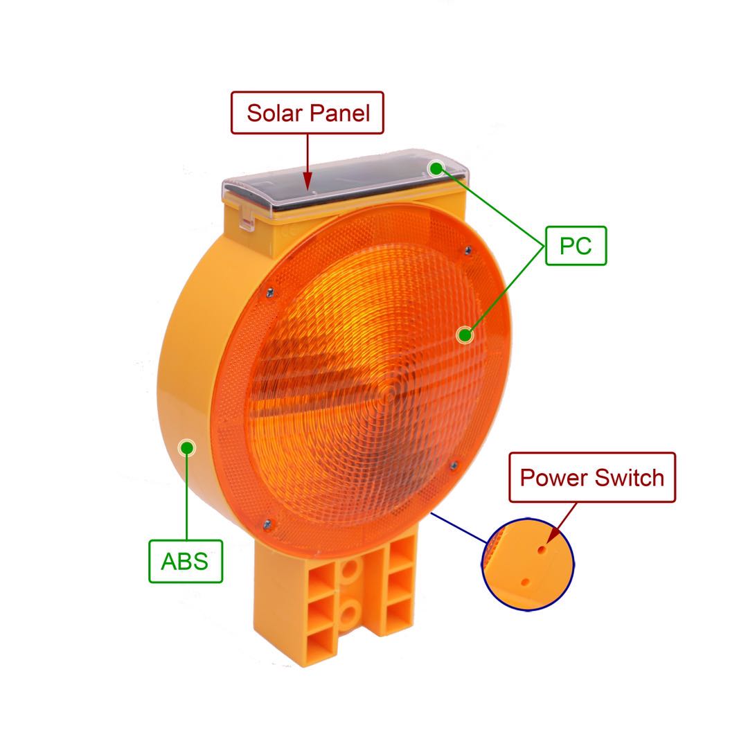 Solar Powered Road Construction Traffic Blinking Barricade Solar Warning Lights Obstacle Safety Flashing Light