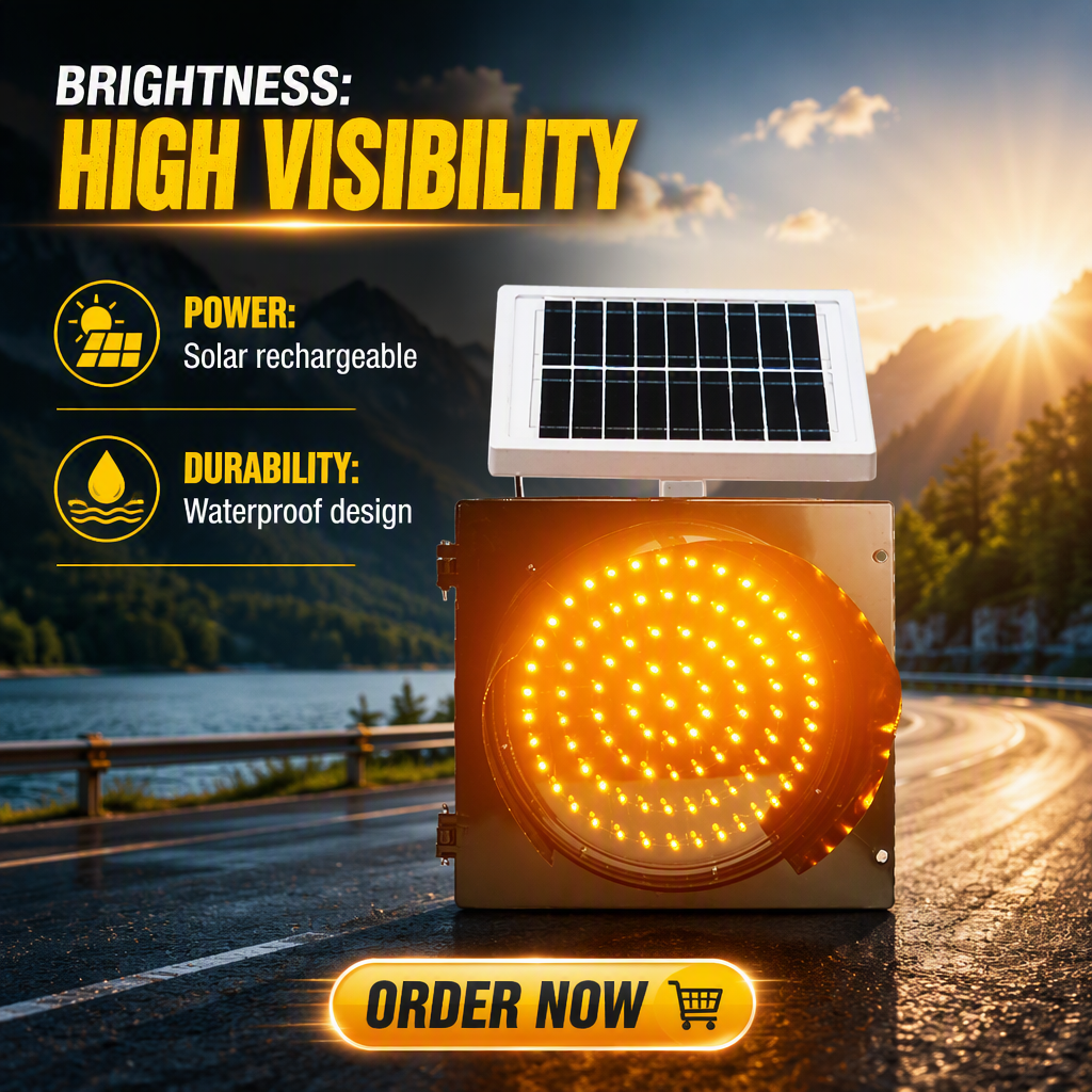Durable Waterproof Solar LED Red Blinker Light Solar Flashing Warning Beacon for Traffic Control Construction