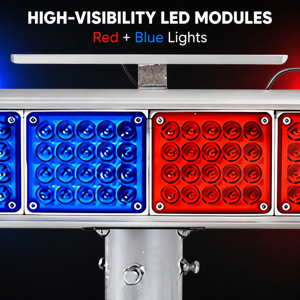 High Quality Solar ABS Red Blue LED Flashing Traffic Sign Warning Night Safety protection Level IP65 Flashing Light