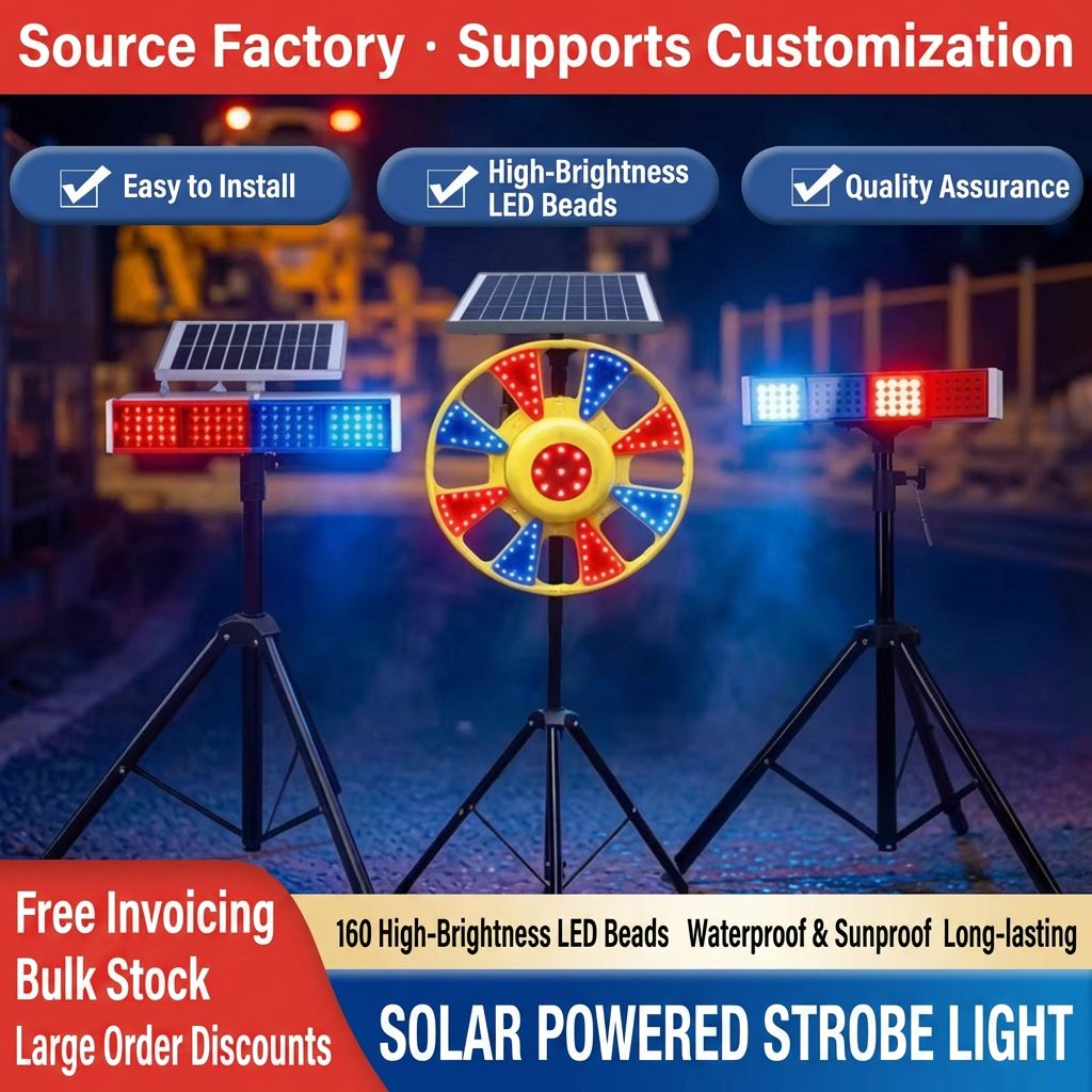 Factory Wholesale Solar Flashing Reflective Traffic Warning Light IP65 Waterproof Aluminum Shell for Road &amp; Construction Safety