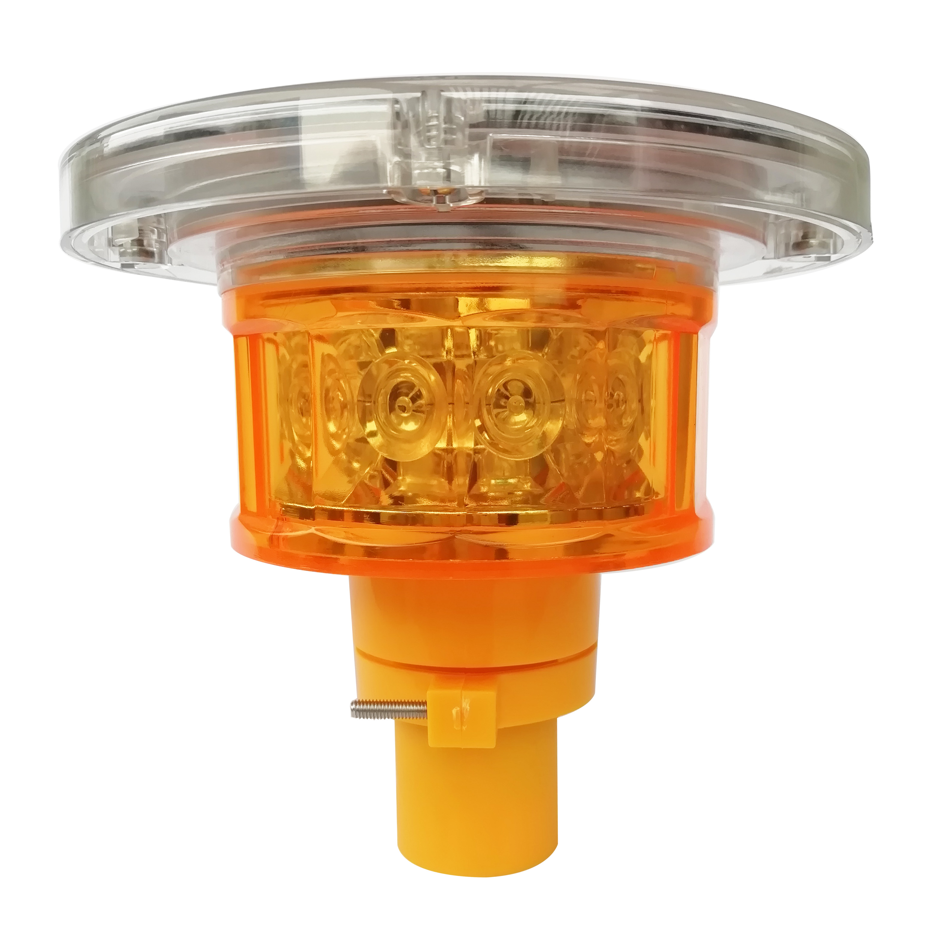 Solar Warning Traffic Light LED Yellow Traffic Signal Lamp Durable Aluminium &amp; PC Material
