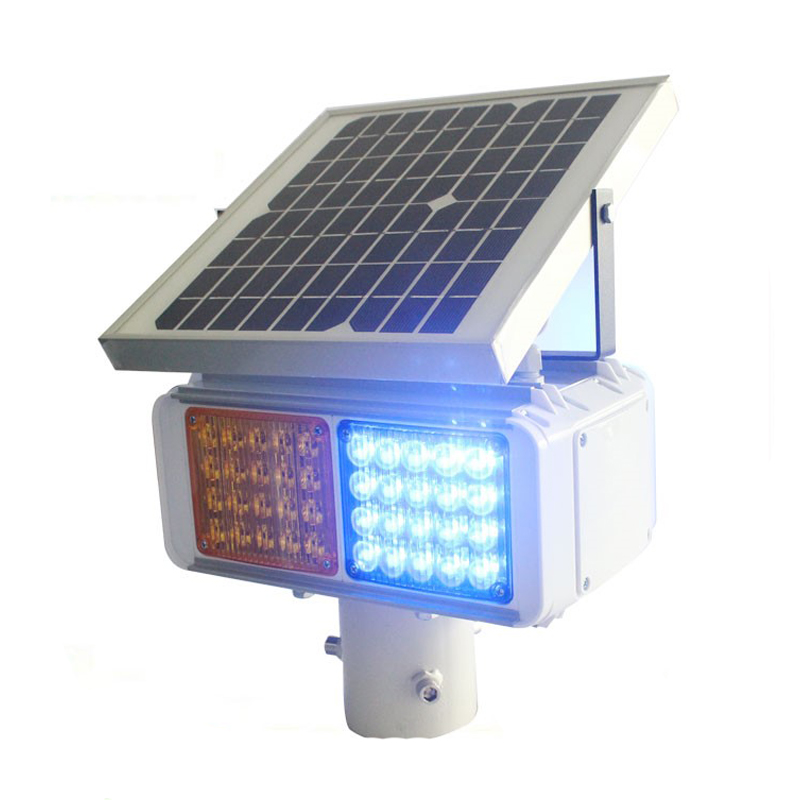 Double Sided 2 Groups Solar Powered Urban Road Hazard signal Flashing Led Warning Lamp Solar Red Blue Strobe Traffic Light
