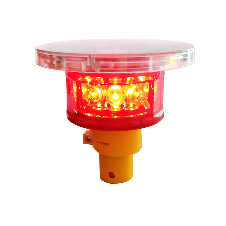 Solar Warning Traffic Light LED Yellow Traffic Signal Lamp Durable Aluminium &amp; PC Material
