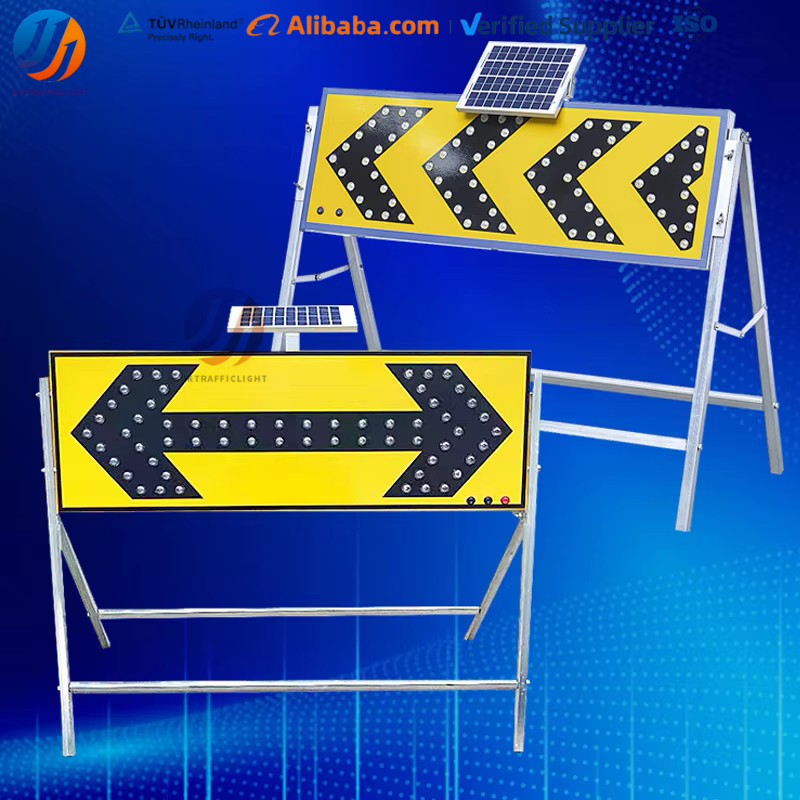 High Brightness Red LED Solar Chevron Guide Sign Road Construction Warning Traffic Sign