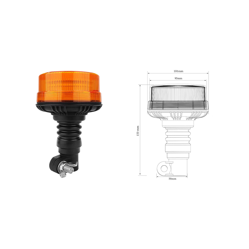 Emark Approved Waterproof Amber LED Beacon Signal Light Warning Flashing Rotating Flexible DIN Pole Tractor Light