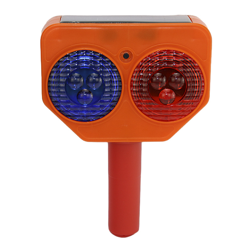 Nighttime Solar-Powered LED Cat-Eye Iron Frame Red-Blue Strobe Warning Light for Road Construction Traffic Cone Barrier