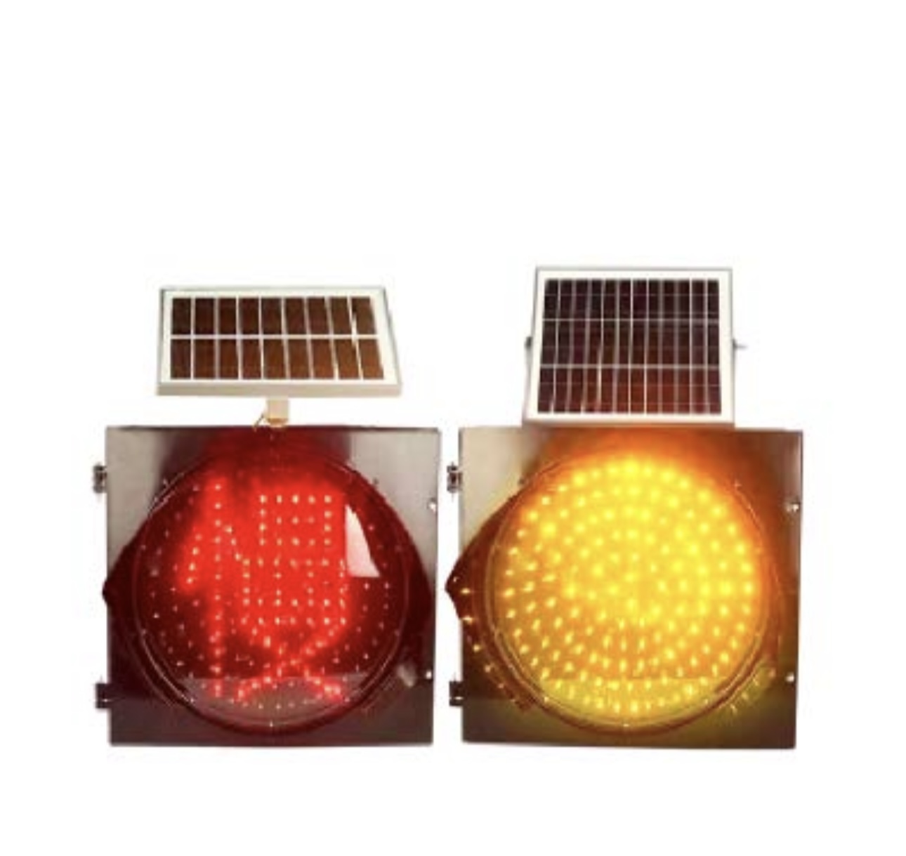 Solar &amp; Mains Powered Yellow Flashing Traffic Signal Light with PC Material for Traffic Command Sign
