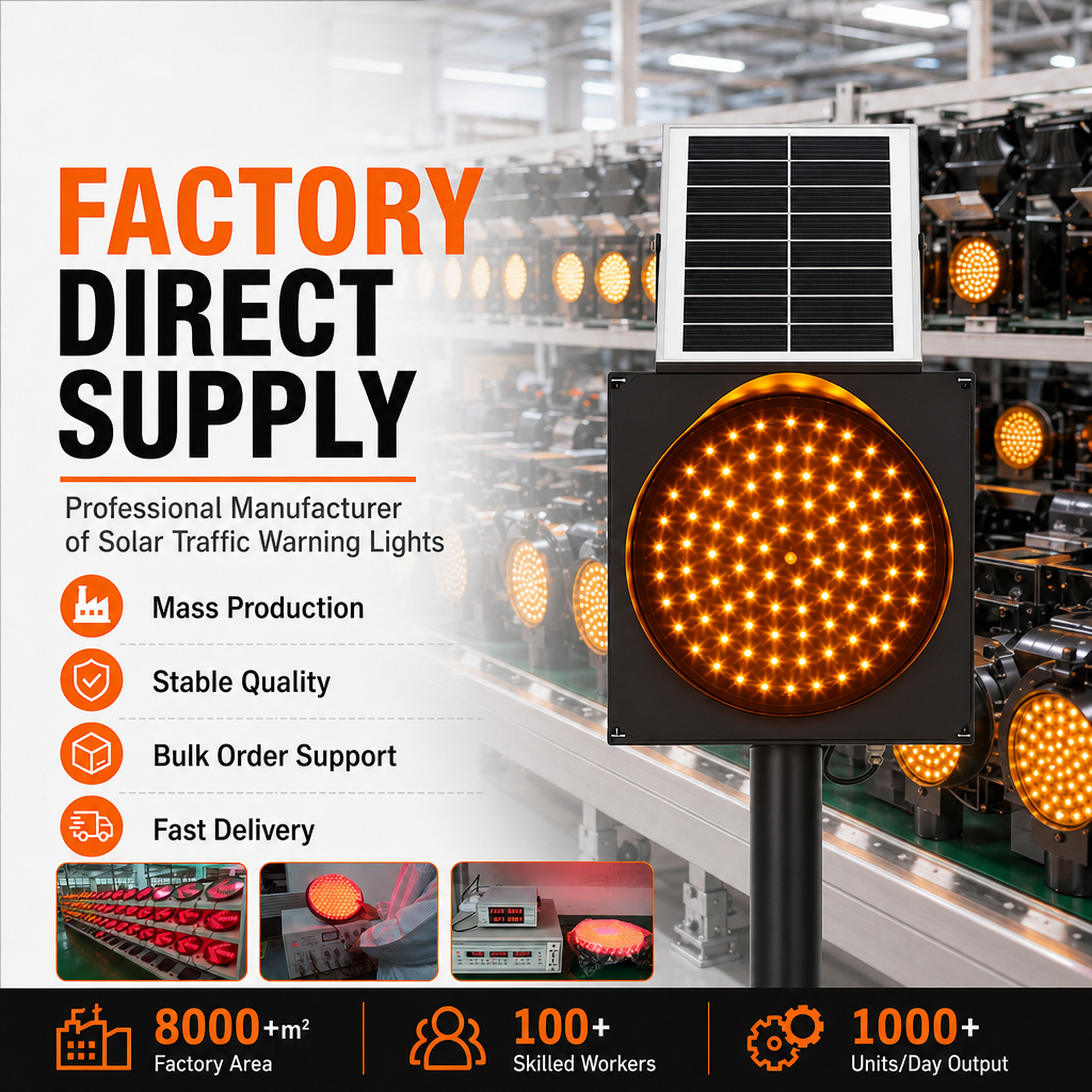 Red Yellow Amber Road Safety Blinker Solar Powered Led Flashing Warning Warning Light for for Highway, Mine &amp; Construction Site