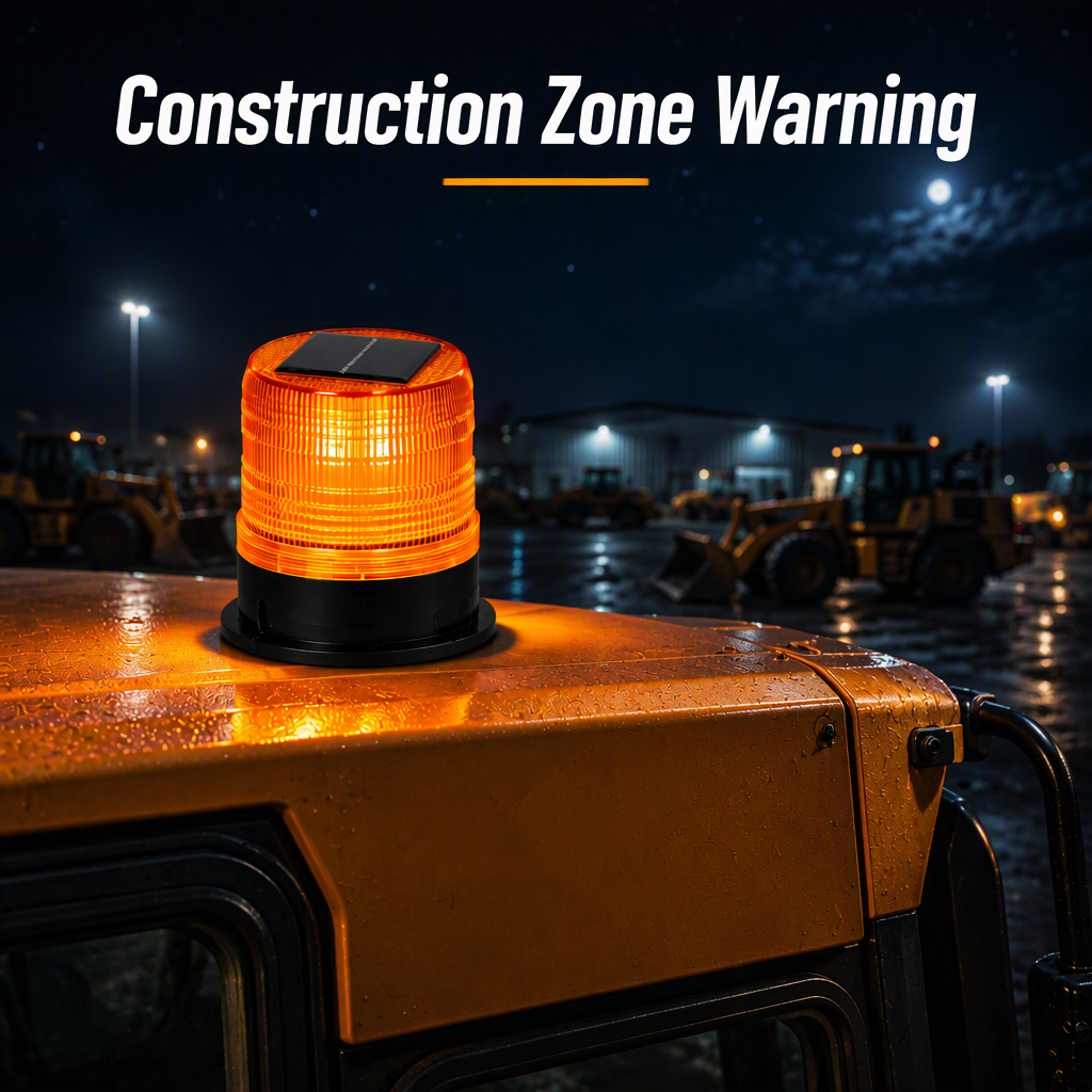 Magnetic Light-controlled Flashing Road Construction Beacon, Vehicular Traffic Safety LED Solar-powered Warning Light