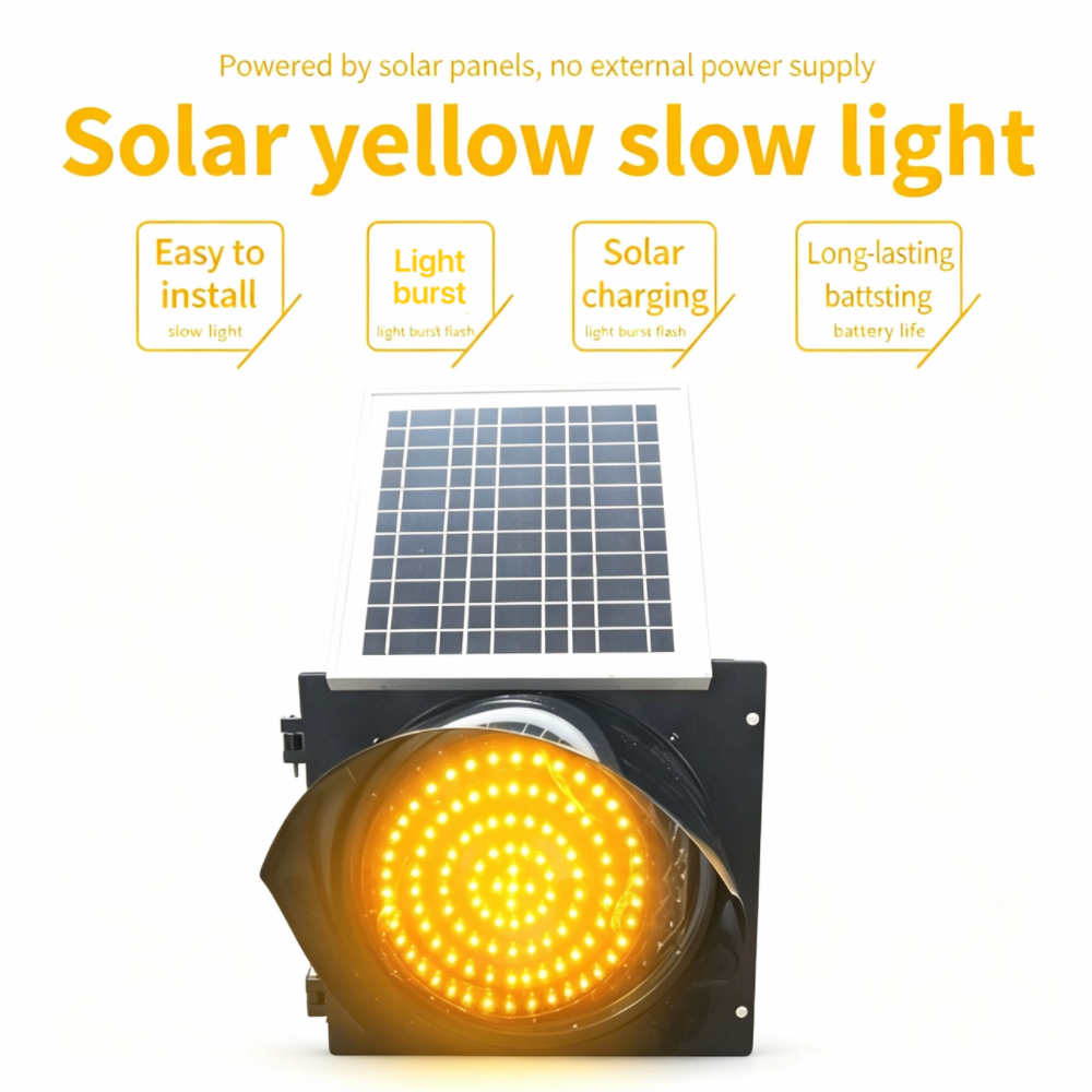 Factory Wholesale 12 Inch Solar Powered Aluminium Yellow Flashing LED Road Blinker Warning Light Pole Mount IP68 Rated