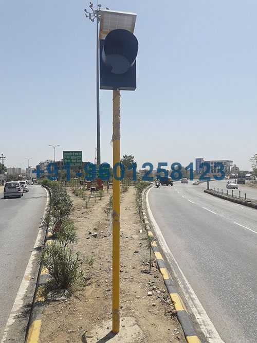 Solar Traffic Blinker Set complete system with pole and solar panel