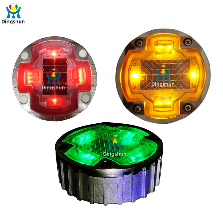 Solar-Powered Aluminum Embedded Road Studs IP68 Rated 30T Load-Bearing LED Lights Customizable Colors For Parking Lots Highways