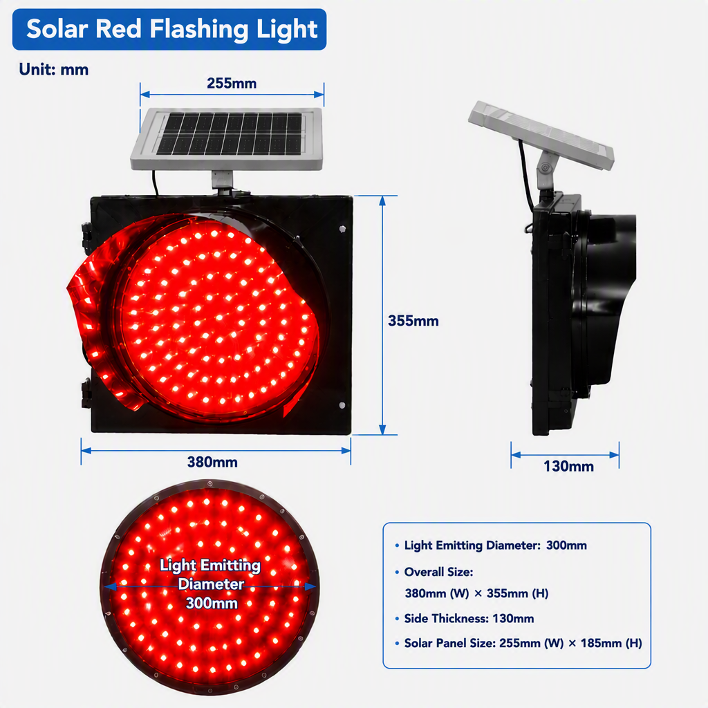 Durable Waterproof Solar LED Red Blinker Light Solar Flashing Warning Beacon for Traffic Control Construction