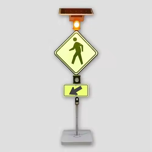 Solar Flashing USA Lighted Illumanated Led Pedestrian Traffic Road Signs Beacons Crosswalk Blinker Sign Solution