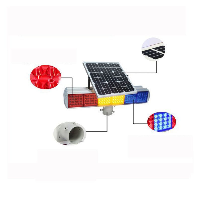 Solar Panel Warning Lights Road Safety Two-Side Red Yellow White Rapid Flashing Beacon Strobe Traffic Light PVC PU IP65