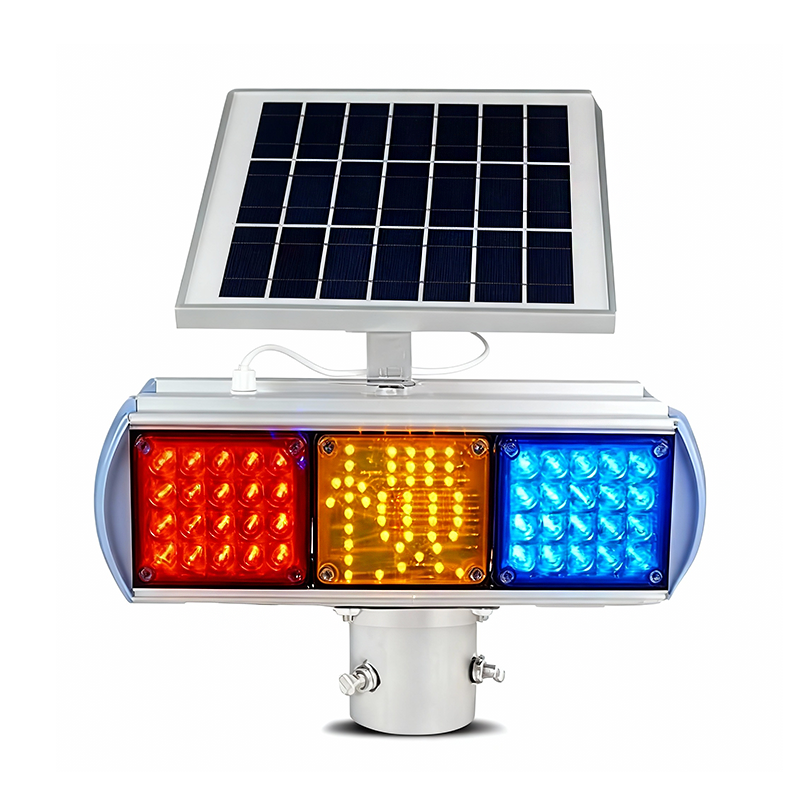 Solar Flashing Traffic Safety Double-Sided Slow Sign Warning Light Double-Sided Roadblock Strobe Light LED