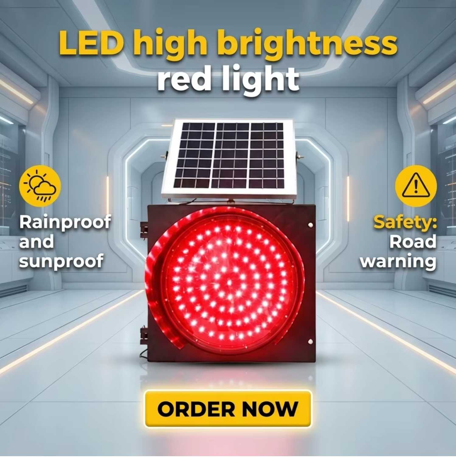 Durable Waterproof Solar LED Red Blinker Light Solar Flashing Warning Beacon for Traffic Control Construction