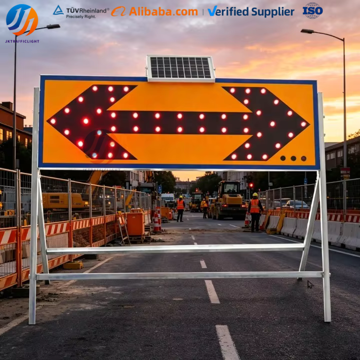 High Brightness Red LED Solar Chevron Guide Sign Road Construction Warning Traffic Sign
