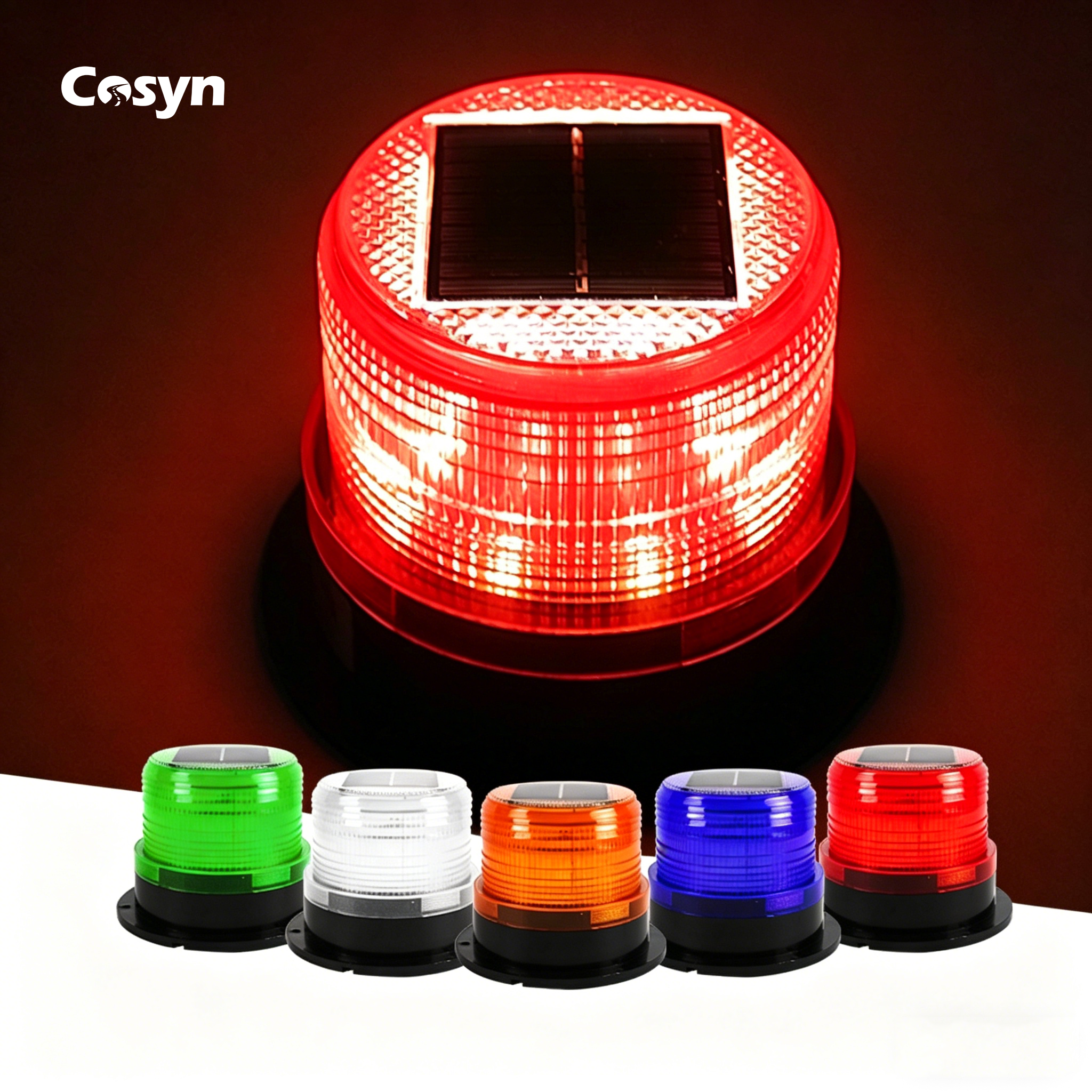 Solar Magnetic Traffic Warning LED Beacon Light Car Roof Amber LED Blinking Rotary Warning Light Waterproof Car Heading Light