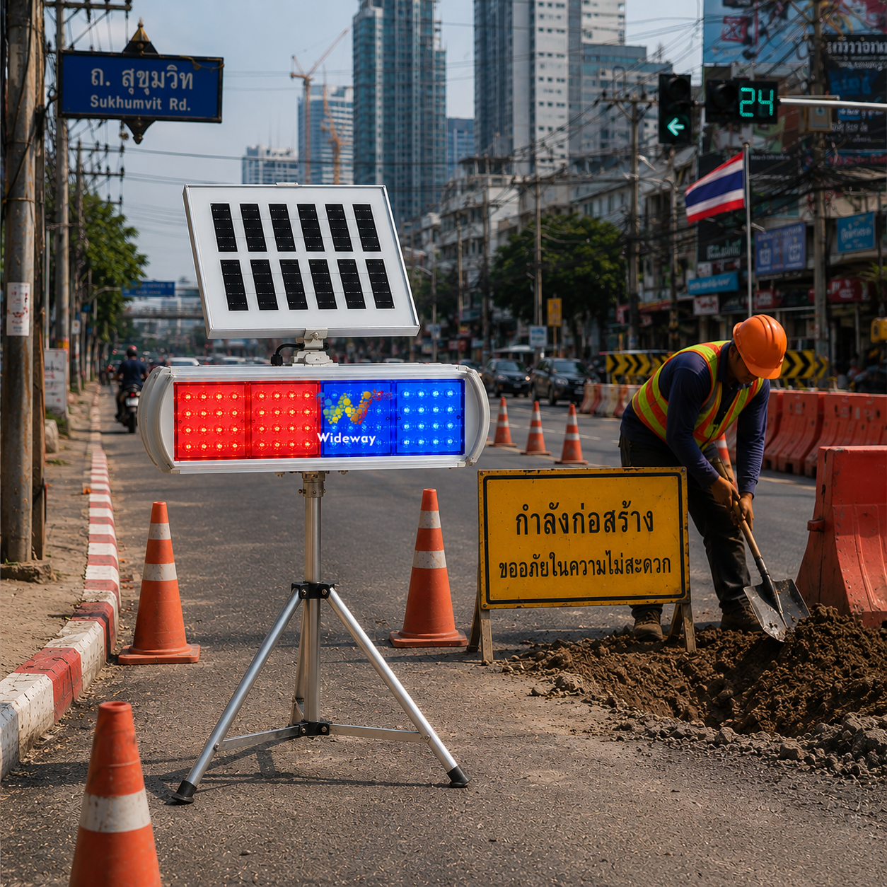 Top Quality Solar LED Red Blue Flashing Warning Light High Visibility Strobe Beacon for Highway Maintenance Safety Equipment