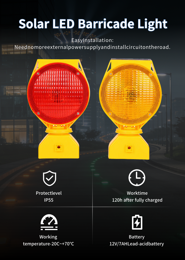 LED Solar Roadside Emergency Caution PC Barricade Beacon Traffic Warning Cone Security Signal Lamp Flashing Blinker Strobe Light