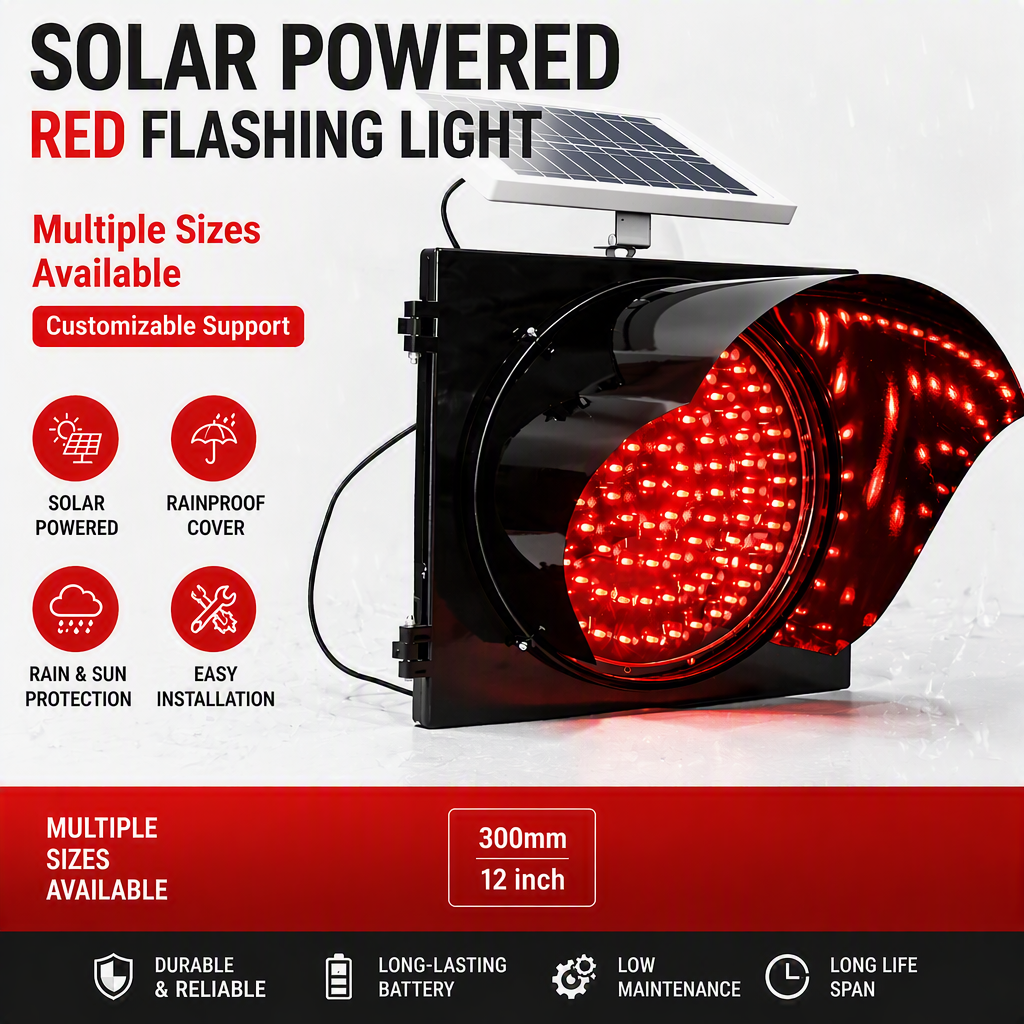 Durable Waterproof Solar LED Red Blinker Light Solar Flashing Warning Beacon for Traffic Control Construction