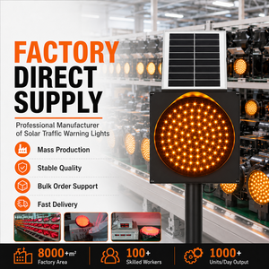 Red Yellow Amber Road Safety Blinker Solar Powered Led Flashing Warning Warning Light for for Highway, Mine & Construction Site