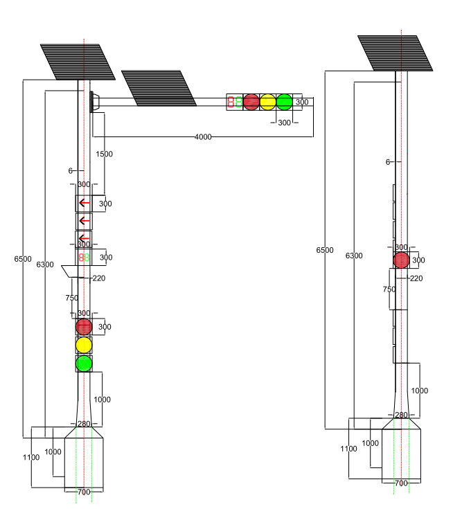 Red Yellow Amber Road Safety Blinker Solar Powered Led Flashing Warning Warning Light for for Highway, Mine & Construction Site