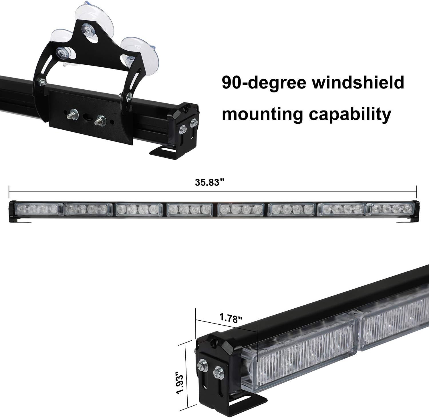 36 Inch 32-LED Traffic Advisor Light Bar Warning Emergency Strobe Light Bar with 16 ft Straight Cord (Red/Blue)