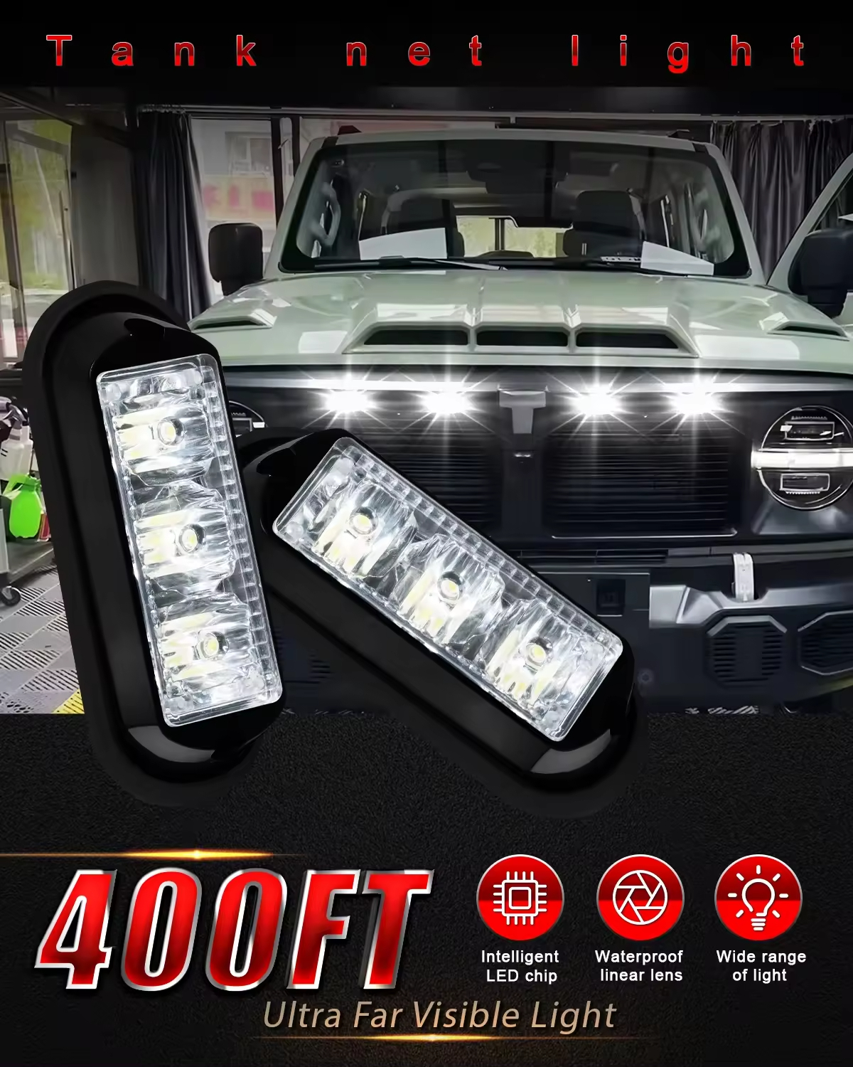 Everbright High Power 12V 24V Universal Emergency Strobe Flash Warning Light Bar Combo Beam 3LED Waterproof Amber Red Blue White