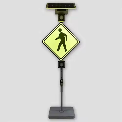 Solar Flashing USA Lighted Illumanated Led Pedestrian Traffic Road Signs Beacons Crosswalk Blinker Sign Solution