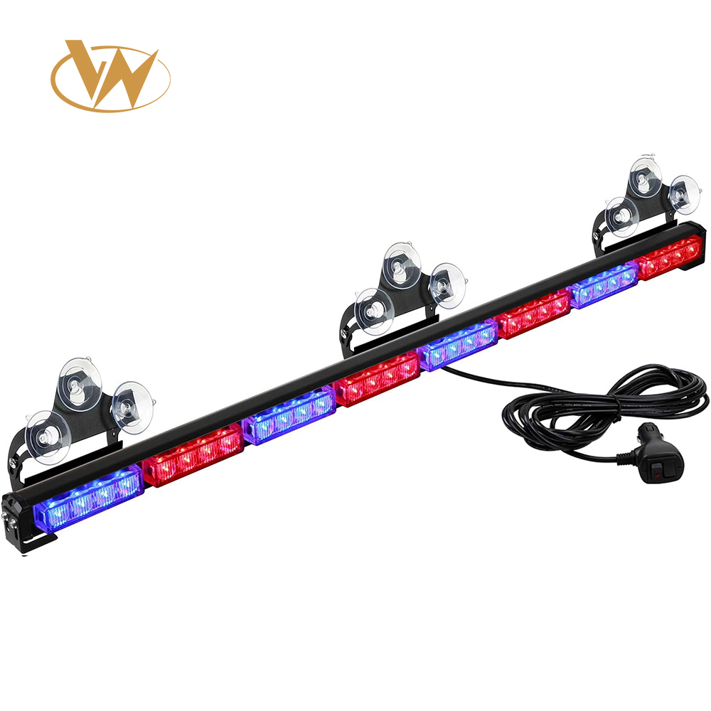 36 Inch 32-LED Traffic Advisor Light Bar Warning Emergency Strobe Light Bar with 16 ft Straight Cord (Red/Blue)