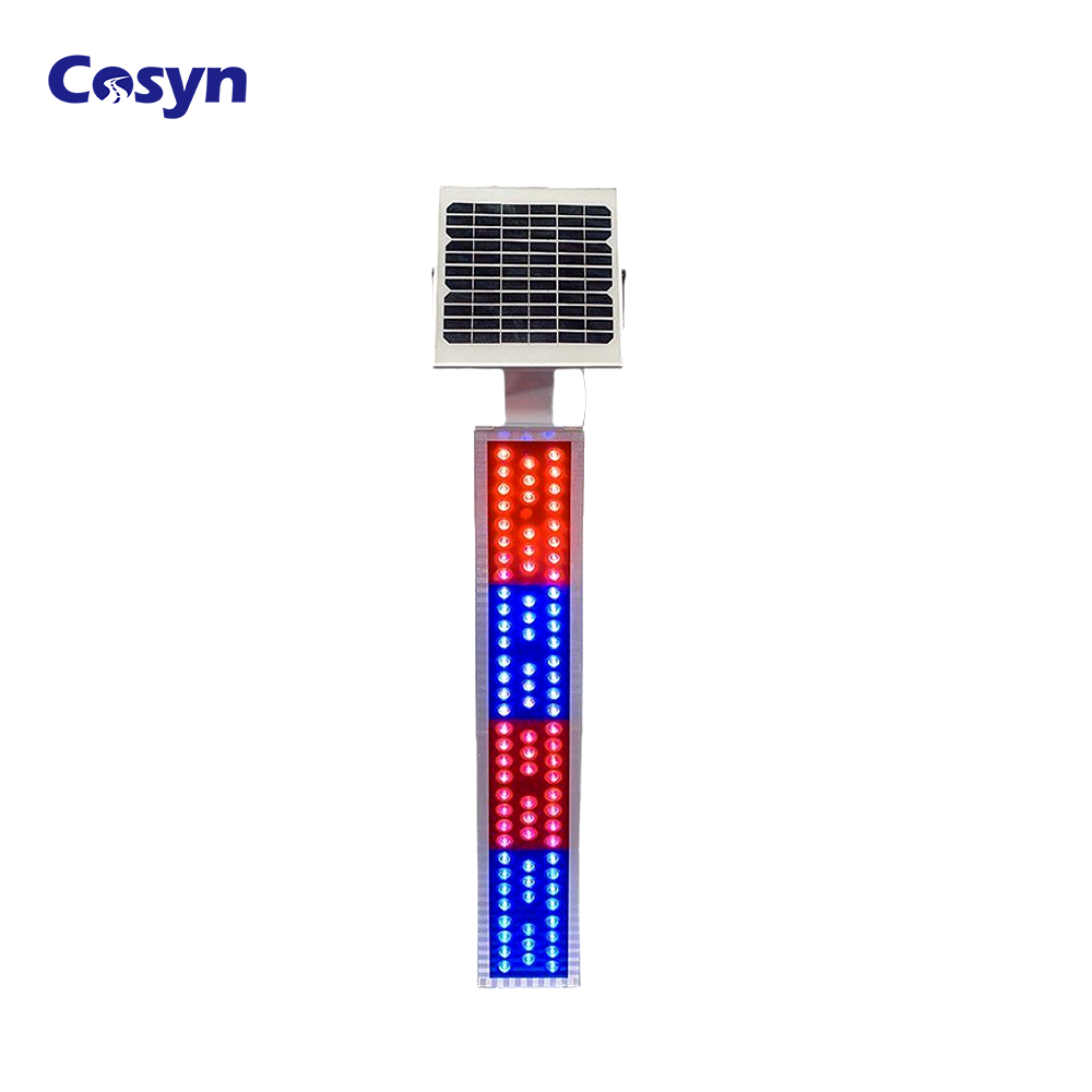 Red&amp;blue Double-sided Road Barricade Flasher Flashing LED Traffic Signal Strobe Beacon Lamp Burst Solar Warning Sign Light
