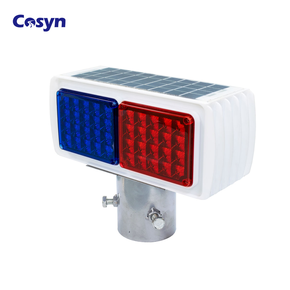 Red&amp;blue Double-sided Road Barricade Flasher Flashing LED Traffic Signal Strobe Beacon Lamp Burst Solar Warning Sign Light