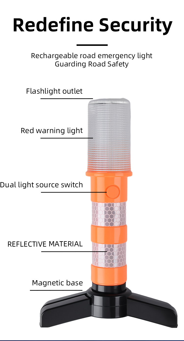 BOLI Red Green Flashing LED Traffic Safety Light with 3M Magnetic Base High Intensity Prismatic Reflective for Roadway Warning