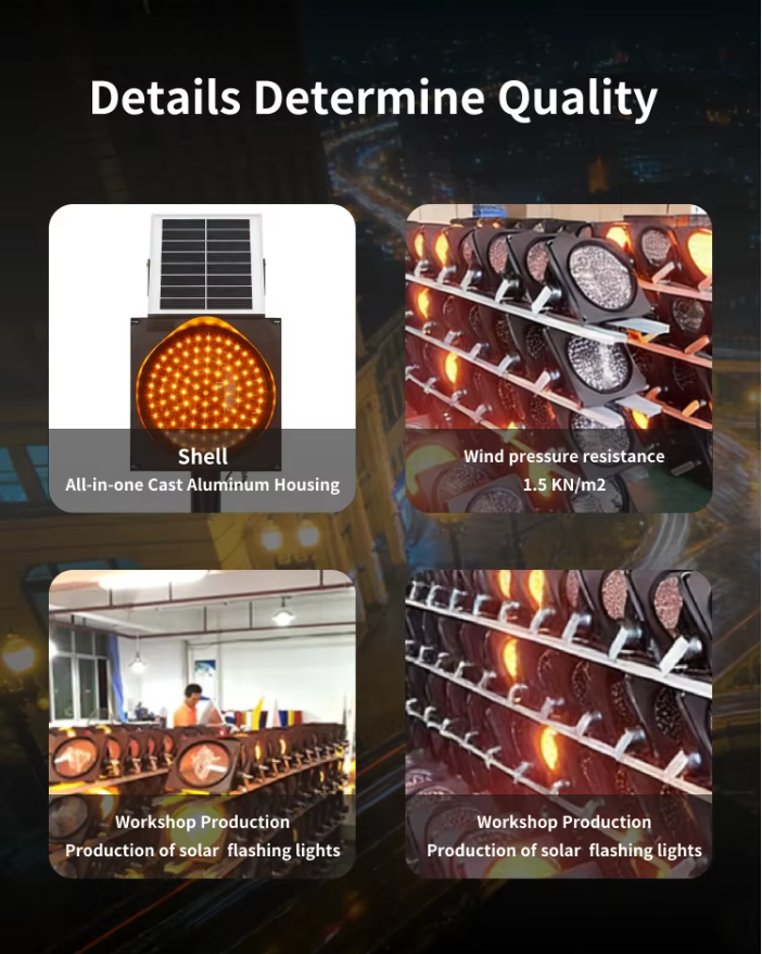 Red Yellow Amber Road Safety Blinker Solar Powered Led Flashing Warning Warning Light for for Highway, Mine & Construction Site