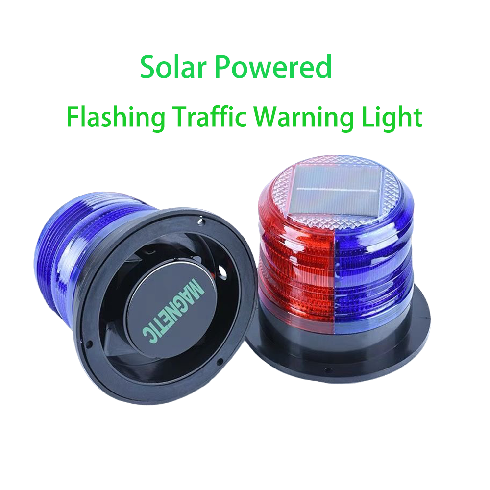 Solar Magnetic Traffic Warning LED Beacon Light Car Roof Amber LED Blinking Rotary Warning Light Waterproof Car Heading Light