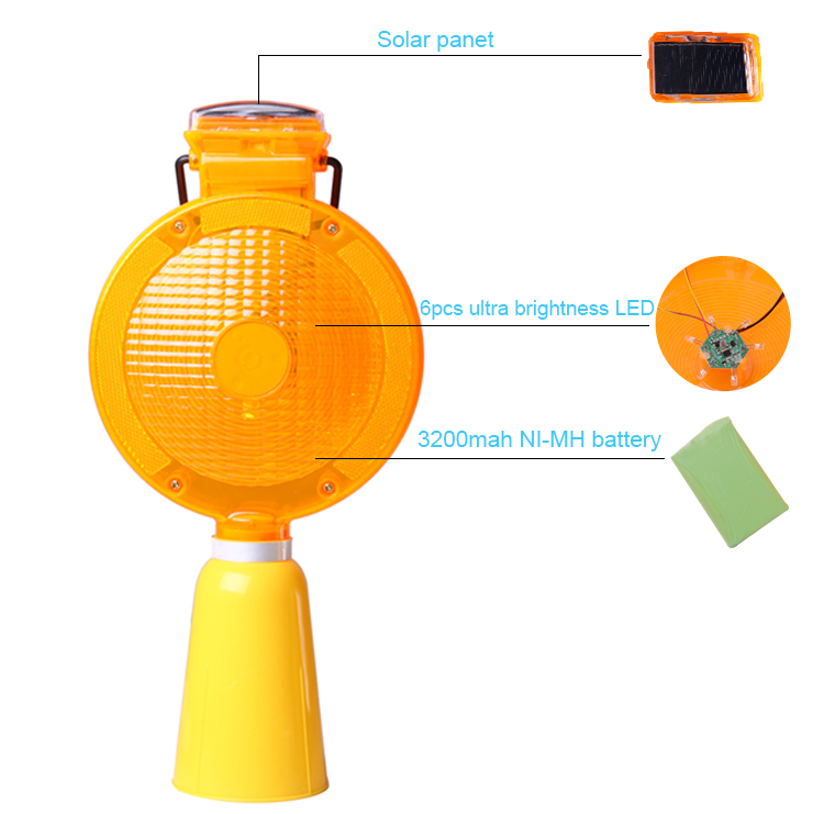 Solar Powered Road Construction Traffic Blinking Barricade Solar Warning Lights Obstacle Safety Flashing Light