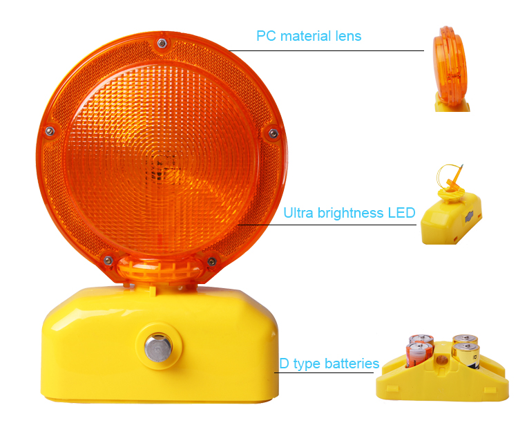 Solar Powered Road Construction Traffic Blinking Barricade Solar Warning Lights Obstacle Safety Flashing Light
