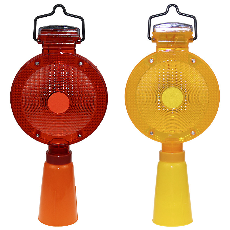 Road Safety Solar Traffic Cone LED Flashing Warning Light Red/Yellow IP58 Waterproof 50m Visibility